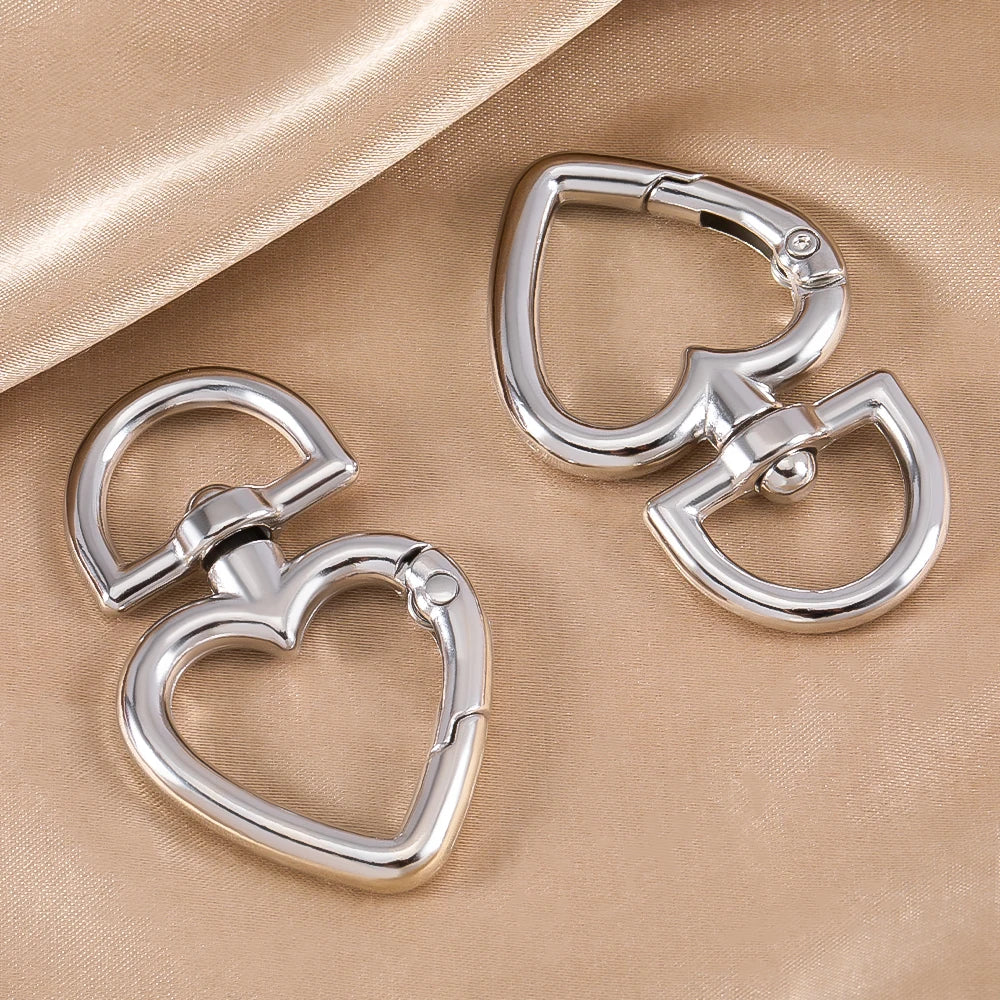 5/1Pcs/lot Heart Shape Metal Spring Clasp Hooks Key Ring Connectors For Handmade Keychain Jewelry Making Supplies Accessories