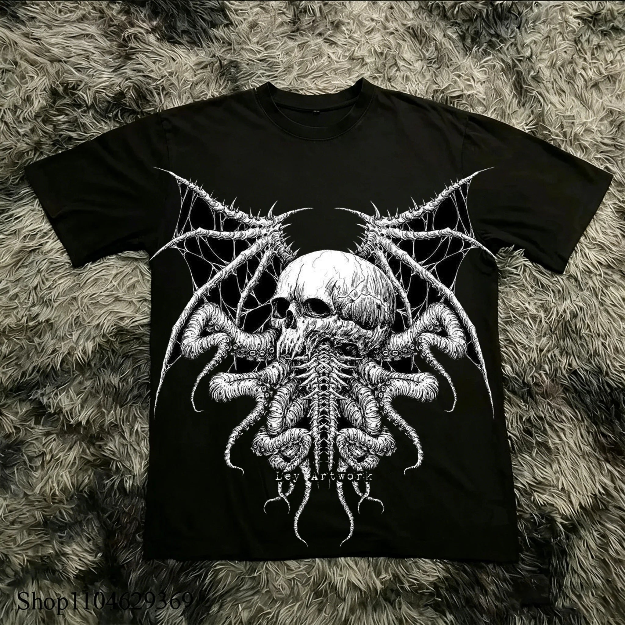 Classic Y2K Gothic Style High Street T-shirt Print Oversized T Shirt Harajuku Round Neck Cotton Tops 2026 Summer Men Women Tops