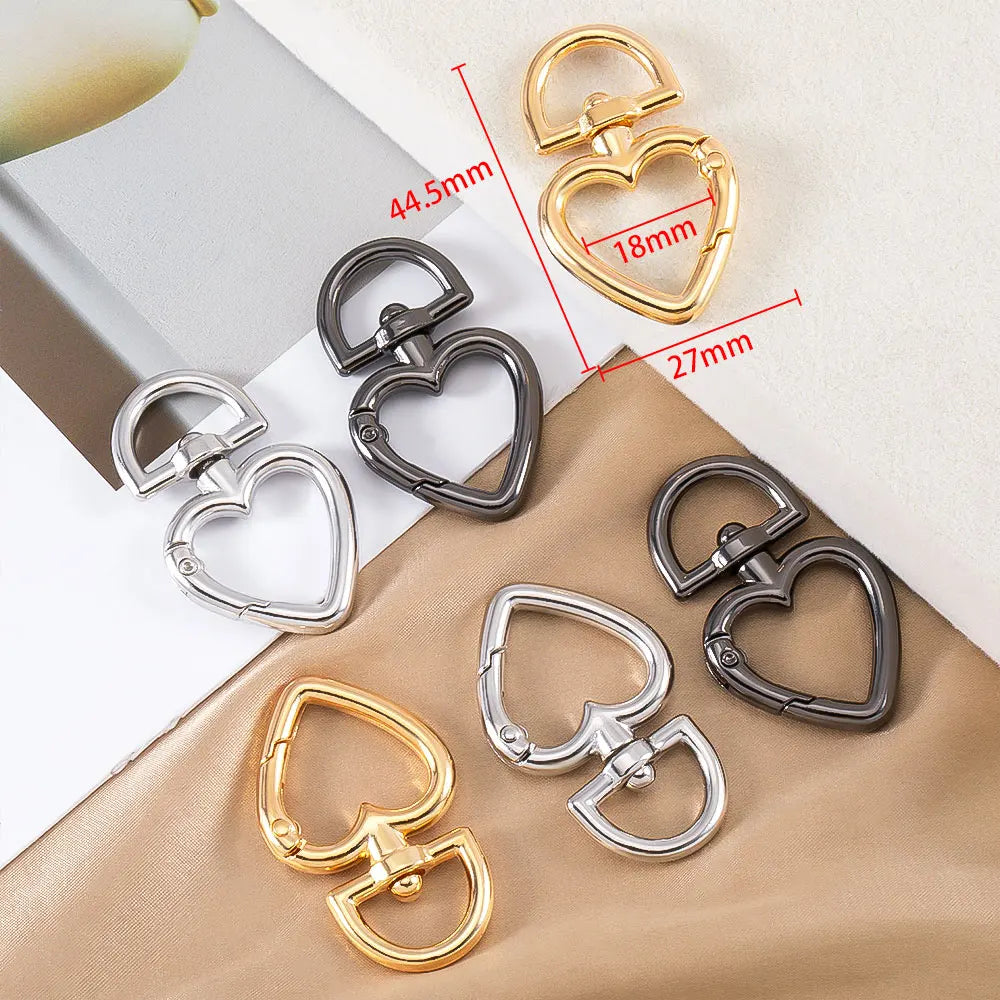 5/1Pcs/lot Heart Shape Metal Spring Clasp Hooks Key Ring Connectors For Handmade Keychain Jewelry Making Supplies Accessories