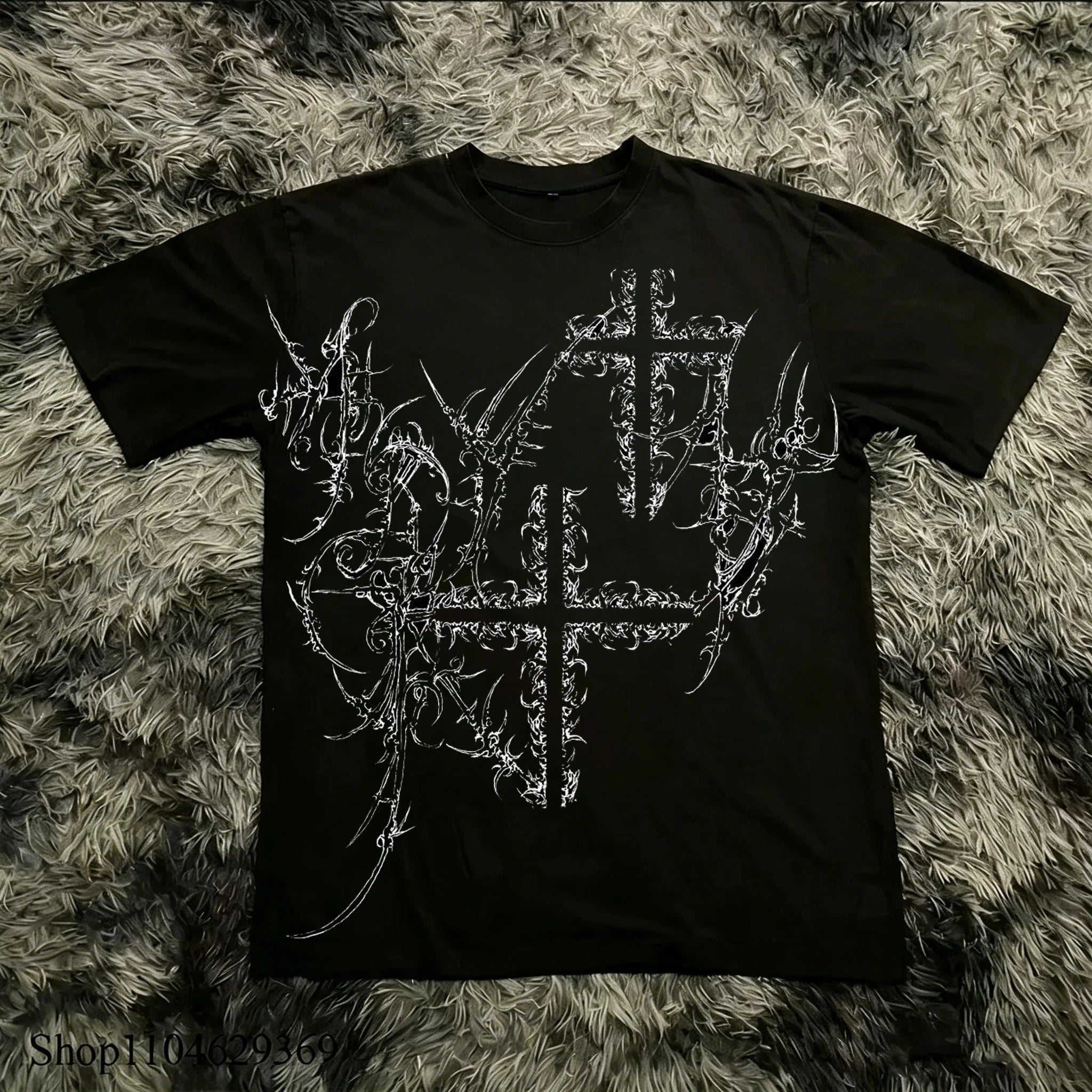 Classic Y2K Gothic Style High Street T-shirt Print Oversized T Shirt Harajuku Round Neck Cotton Tops 2026 Summer Men Women Tops