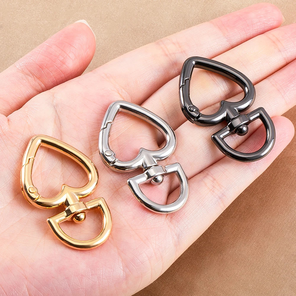 5/1Pcs/lot Heart Shape Metal Spring Clasp Hooks Key Ring Connectors For Handmade Keychain Jewelry Making Supplies Accessories