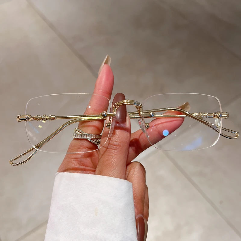 KAMMPT Rimless Rectangle Sunglasses Men Women 2023 Fashion New in Vintage Shades Eyewear Brand Design Ocean Lenses Sun Glasses