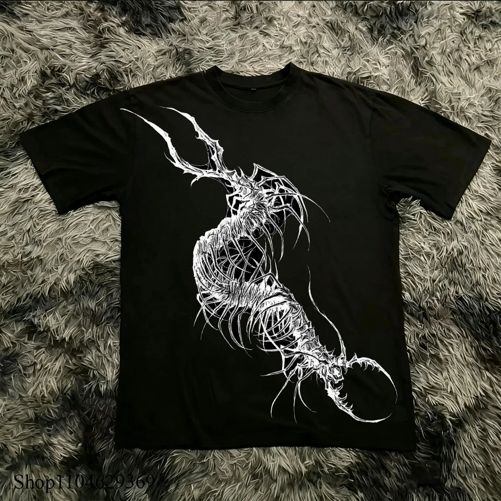 Classic Y2K Gothic Style High Street T-shirt Print Oversized T Shirt Harajuku Round Neck Cotton Tops 2026 Summer Men Women Tops